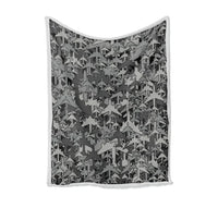 Thumbnail for Dark Coloured Airplanes Bed Blankets & aviation print on soft fleece blanket.
