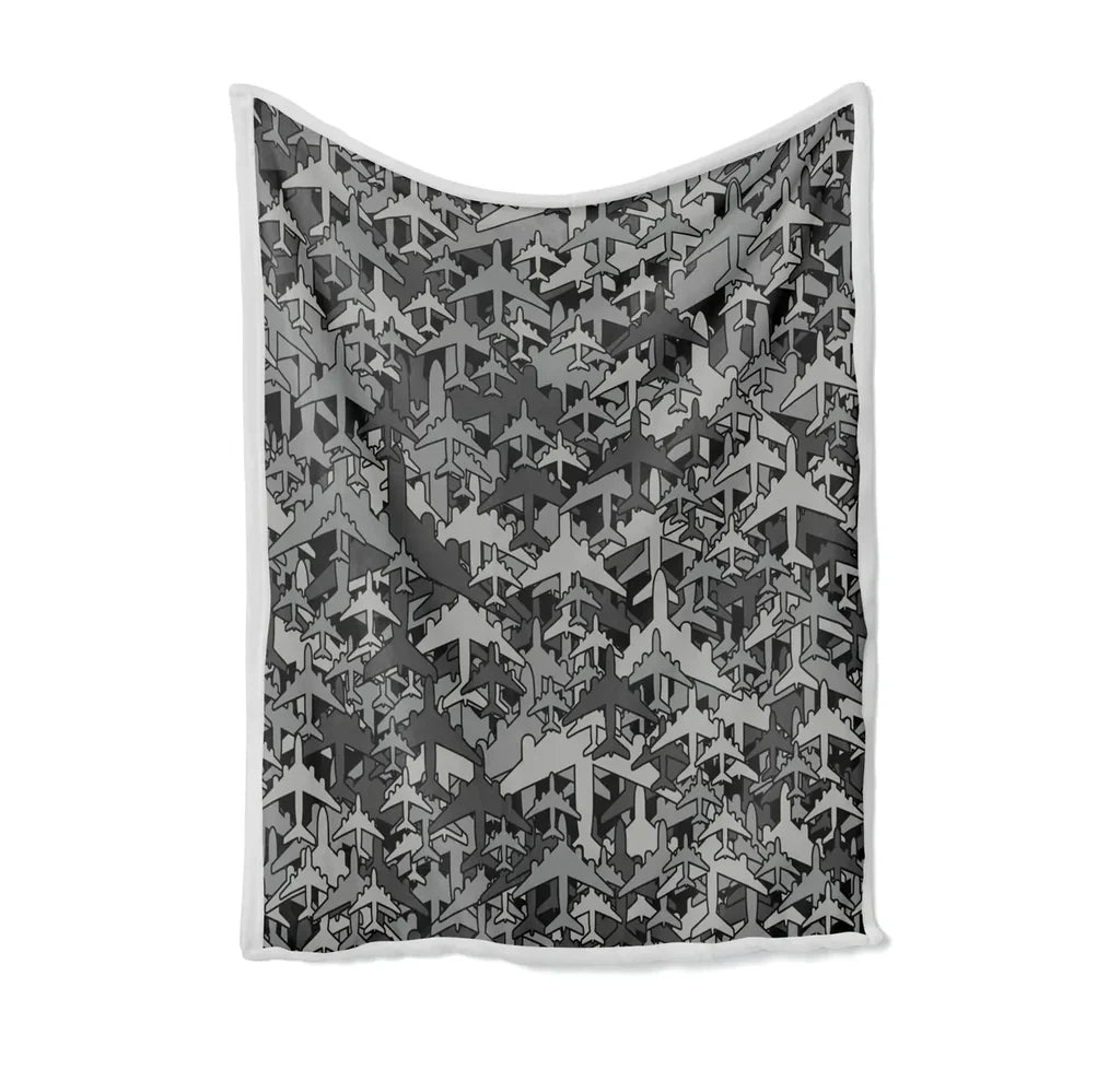 Dark Coloured Airplanes Bed Blankets & aviation print on soft fleece blanket.
