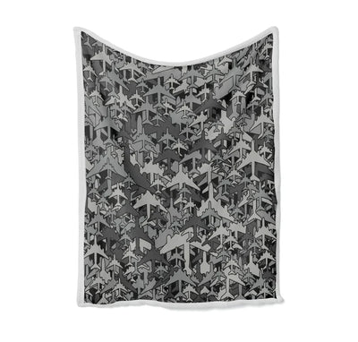 Dark Coloured Airplanes Bed Blankets & aviation print on soft fleece blanket.