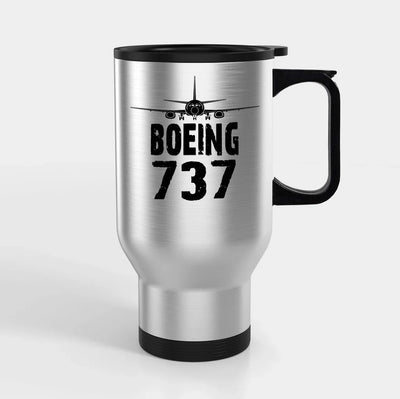 Boeing 737 & Plane Travel Mugs (With Holder) aviation design on travel mug with holder, insulated double-wall with car-cup ba.