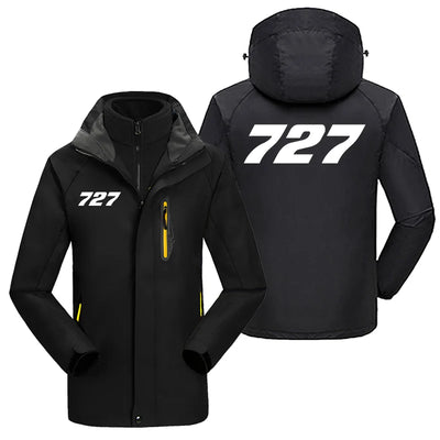 Boeing 727 Flat Text aviation design printed on heavyweight insulated shell with snow cuffs thick ski jacket.