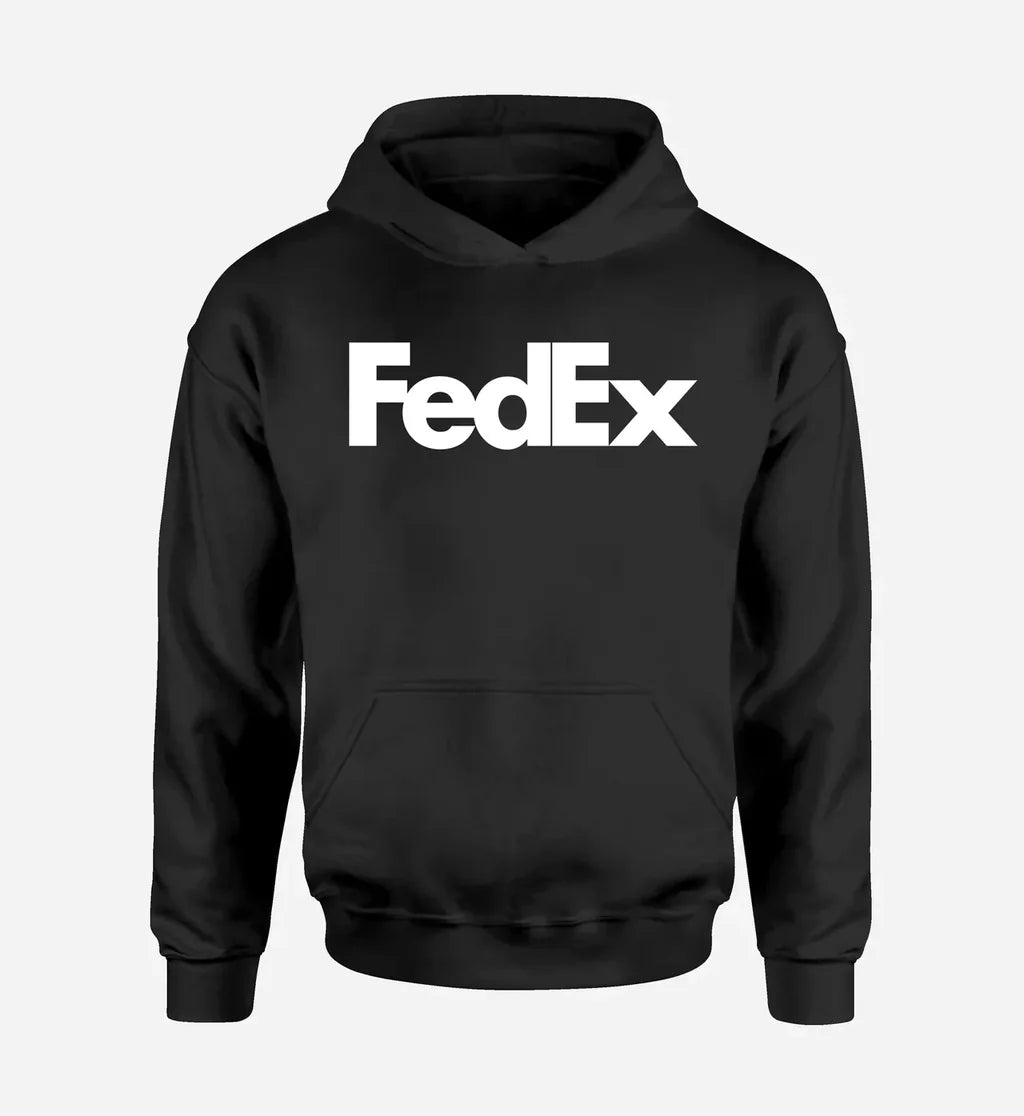 FedEx logo printed on black hoodie