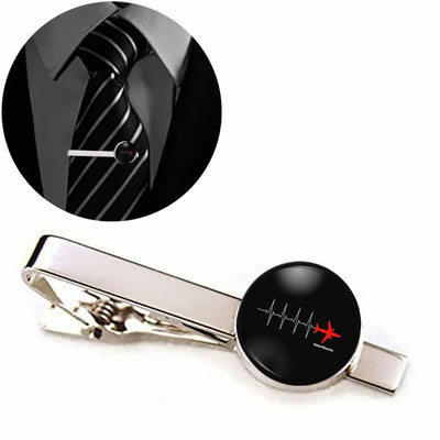 Aviation Heartbeats aviation-themed tie clip, polished stainless steel.