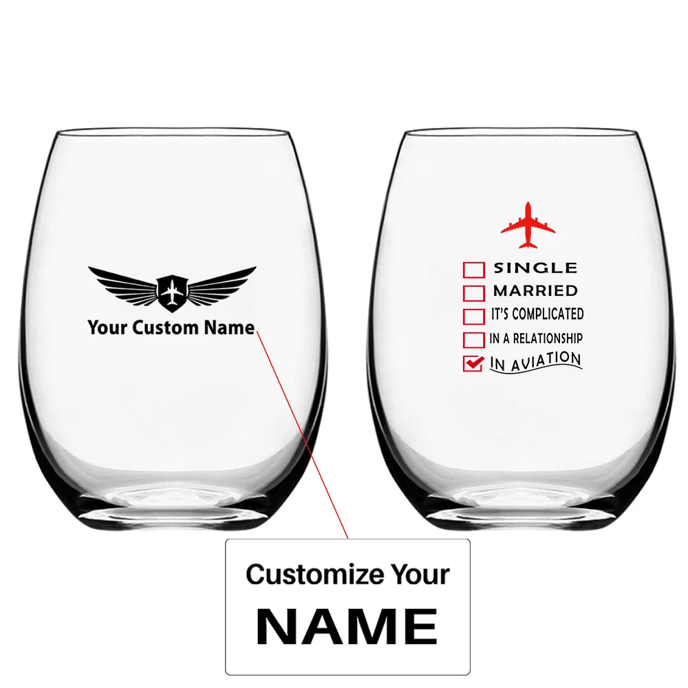 In Aviation Water & Drink aviation design on water glass, crystal-clear premium glassware.