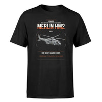 Thumbnail for Leonardo AW101 Merlin HM2 design on black t-shirt, single-side print