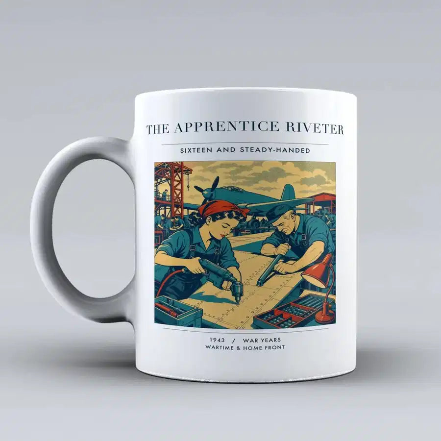 VINTAGE G4530 - The Apprentice Riveter - Ceramic Mug design on white