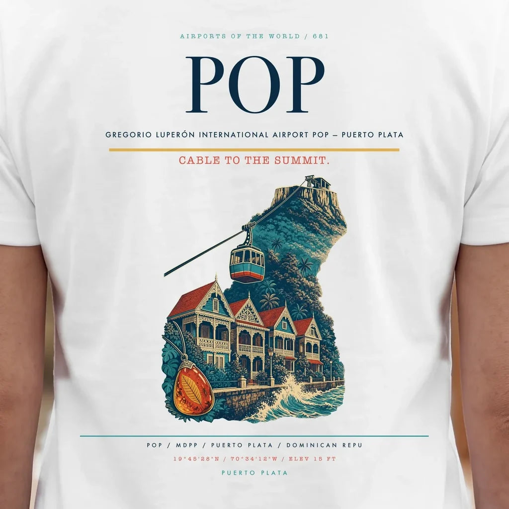 Gregorio Luperón International Airport (POP) double-side t-shirt design close-up cover