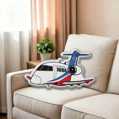 RFDS Pilatus PC-24 aviation design on soft polyester filling airplane pillow.
