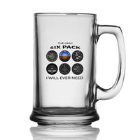 Thumbnail for The Only Six Pack I Will Ever Need Beer Glass with Holder aviation design on beer glass with holder, glass plus matching coas.
