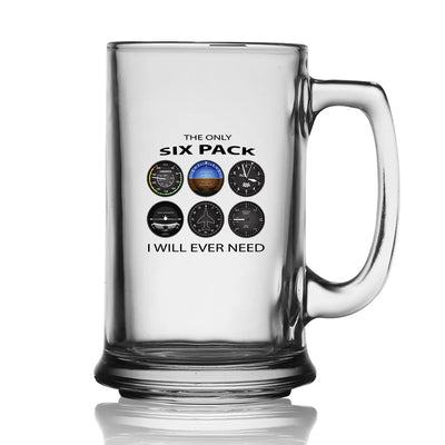 The Only Six Pack I Will Ever Need Beer Glass with Holder aviation design on beer glass with holder, glass plus matching coas.