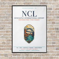 Thumbnail for Newcastle International Airport NCL vertical canvas print - framed - white background