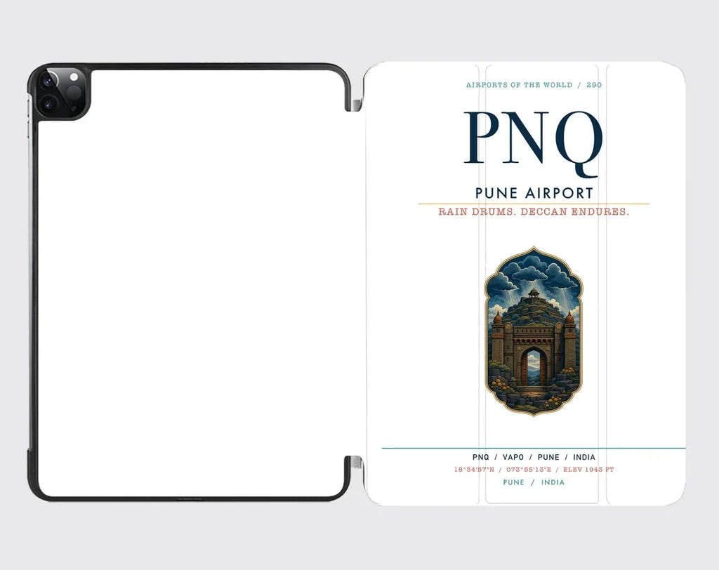 Pune Airport (PNQ) design on white ipad tablet case