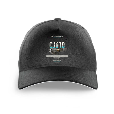 CJ610 design on black printed hat