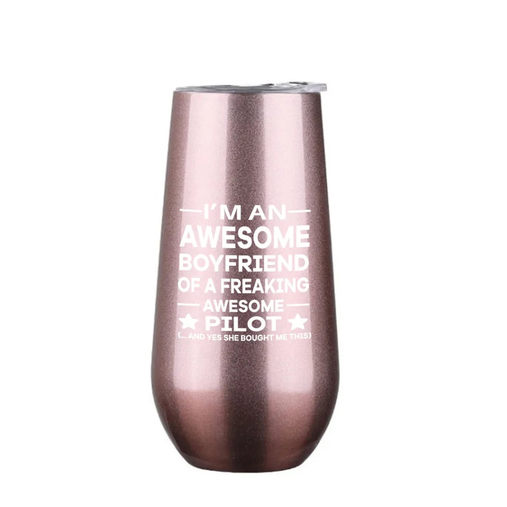 I am an Awesome Boyfriend 6oz Egg aviation design on 6oz egg cup, compact 6oz ceramic.