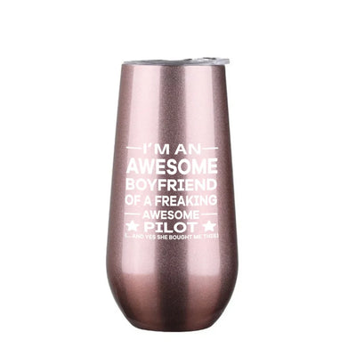 I am an Awesome Boyfriend 6oz Egg aviation design on 6oz egg cup, compact 6oz ceramic.