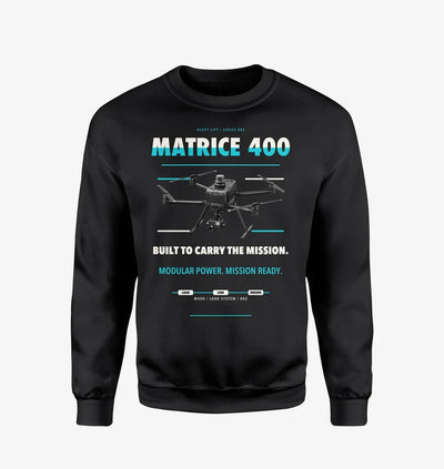 DJI Matrice 400 design on black sweatshirt
