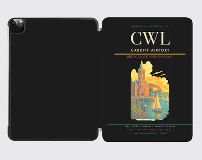 Cardiff Airport (CWL) design on black ipad tablet case