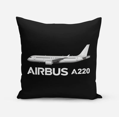 The Airbus A220 aviation design on soft polyester filling pillow.