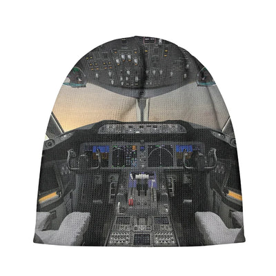Boeing 787 Cockpit aviation embroidery on soft knit fabric 3D knit beanie.