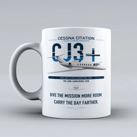 Thumbnail for Cessna Citation CJ3+ design on white ceramic mug, double-side print