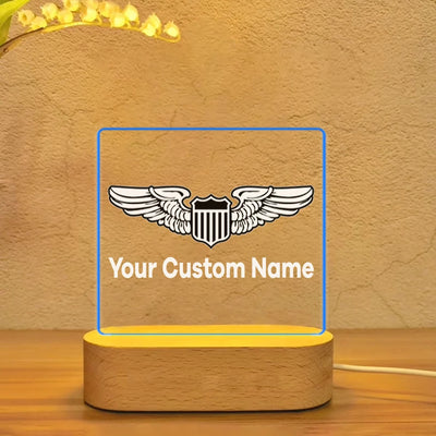 Custom Name (Military Badge ) aviation design on premium acrylic with LED 3D night lamp.
