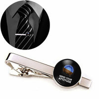Thumbnail for Mind Your Attitude aviation-themed tie clip, polished stainless steel.