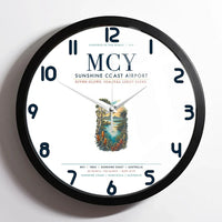 Thumbnail for Sunshine Coast Airport (MCY) design on white framed wall clock