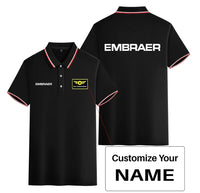 Thumbnail for Embraer & Text Stylish Polo T-Shirts (Double-Side) aviation design printed on soft cotton stylish double-side polo.