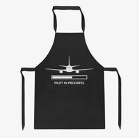 Thumbnail for Pilot In Progress aviation design on durable cotton blend kitchen apron.