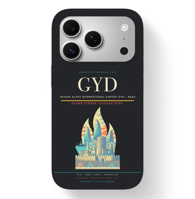 Baku Airport (GYD) design on black iPhone 17 Pro MagSafe case