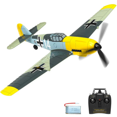 Side view of BF109 400mm 4CH RC Warbird (2.4GHz, 1-Key U-Turn) 761-11 aviation RC model in durable ABS plastic with electroni.