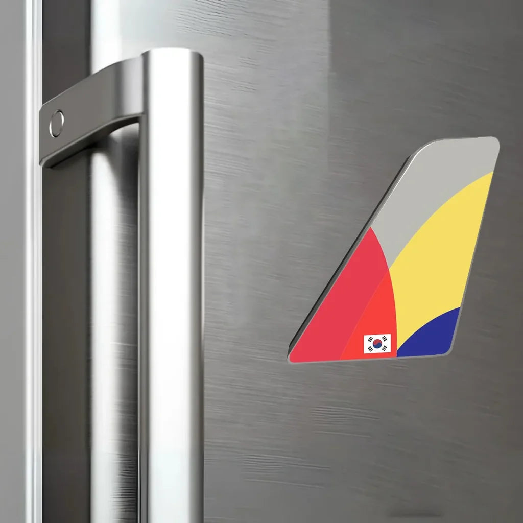 Asiana Airlines aviation design tail magnet in 3D metal with magnetic back.