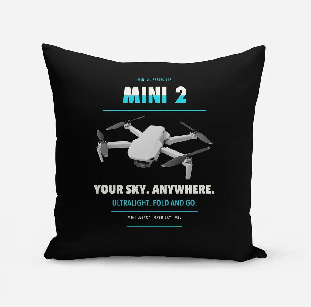 DJI Mini 2 design on black pillow