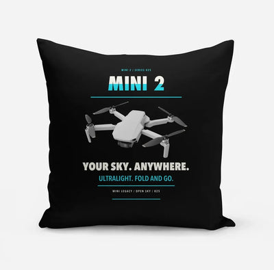 DJI Mini 2 design on black pillow