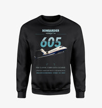 Thumbnail for Bombardier Challenger 605 design on black sweatshirt