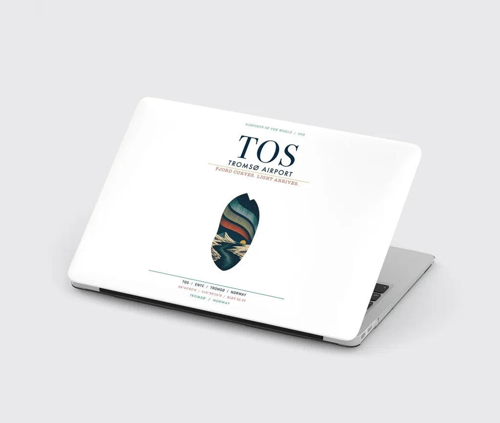 Tromsø Airport (TOS) design on white MacBook case