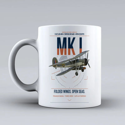 Fairey Swordfish Mk I design on white ceramic mug, double-side print