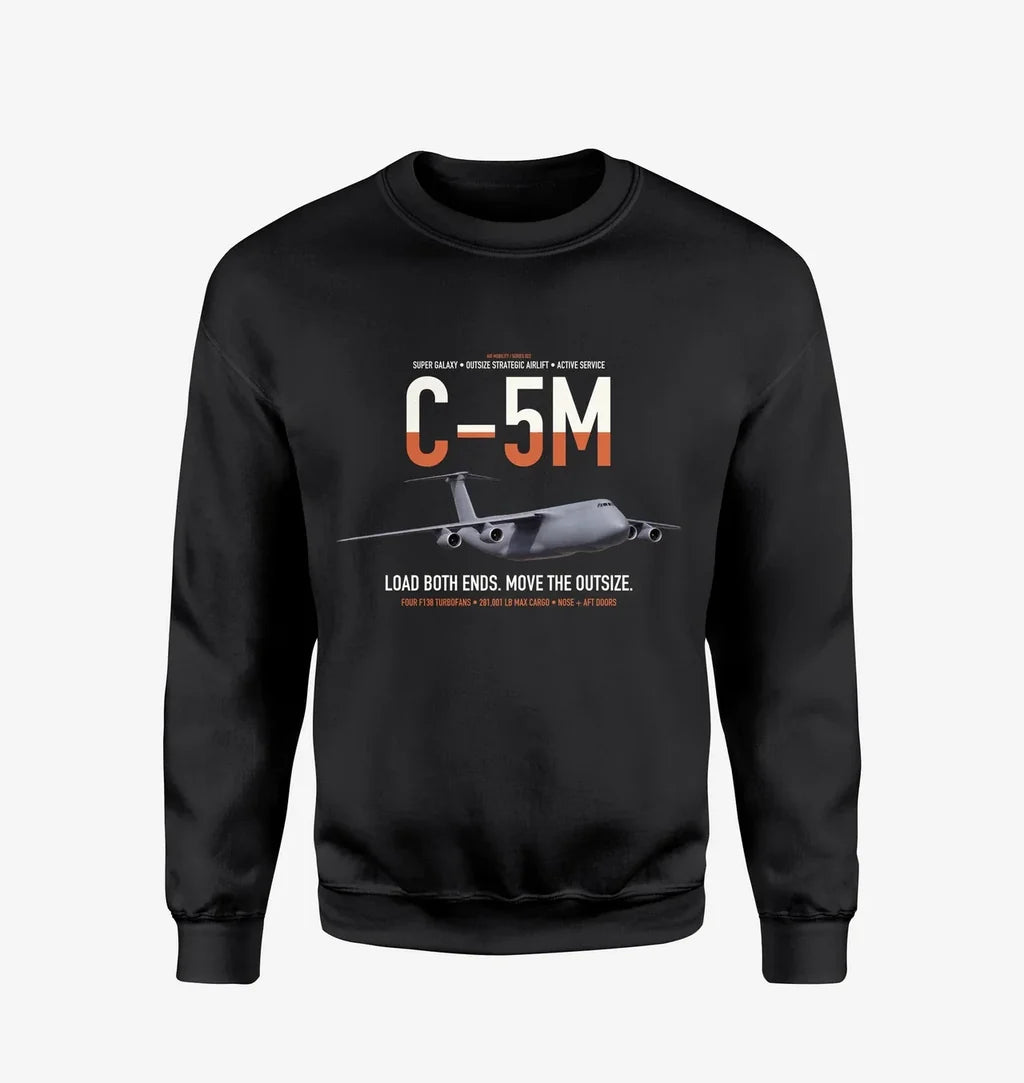 C-5M Super Galaxy design on black sweatshirt