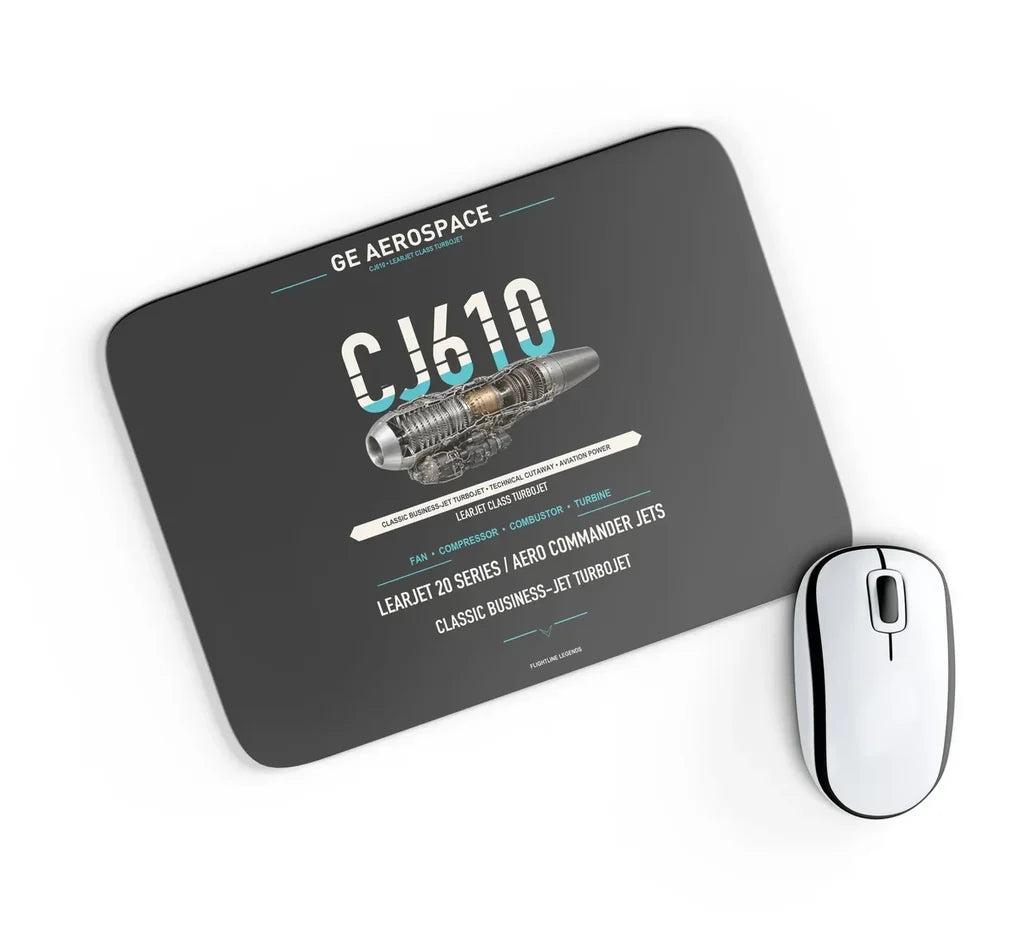 CJ610 design on black rectangle mouse pad