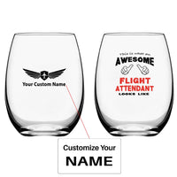 Thumbnail for Flight Attendant Water & Drink aviation design on water glass, crystal-clear premium glassware.