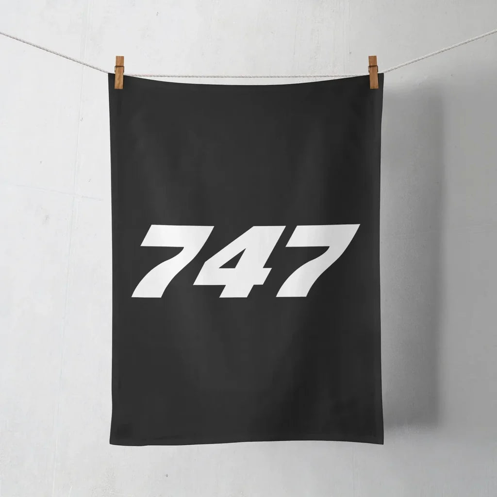 Boeing 747 Flat Text aviation design on soft absorbent cotton towel.