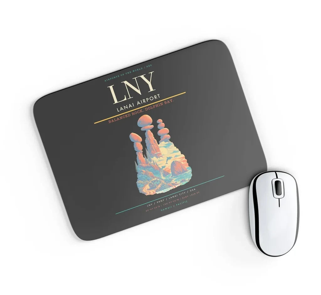 Lanai Airport (LNY) design on black rectangle mouse pad