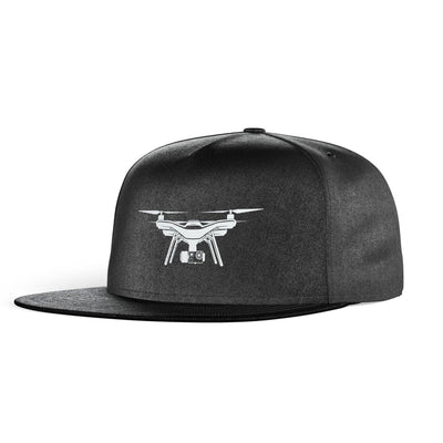 Drone Silhouette aviation embroidery on structured cotton snapback cap.