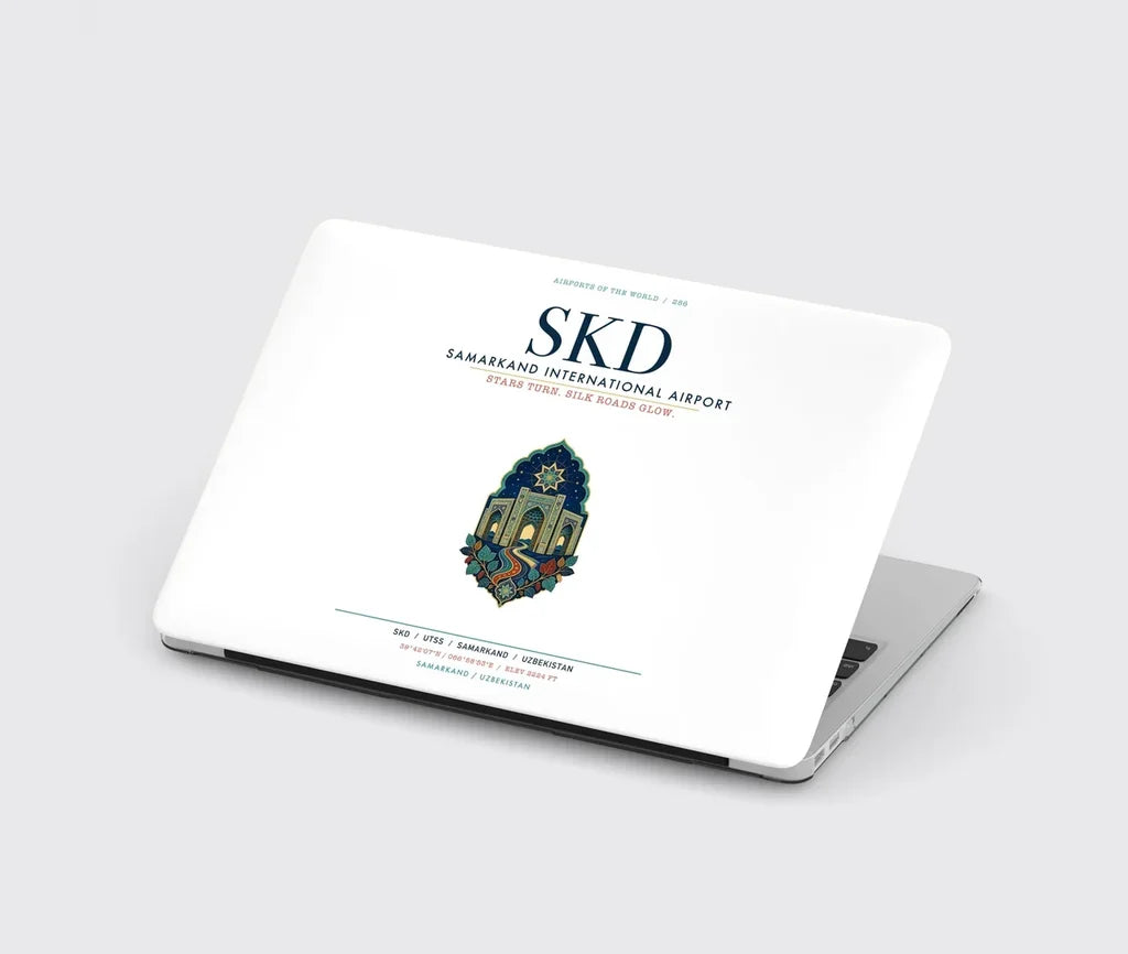 Samarkand International Airport (SKD) design on white MacBook case