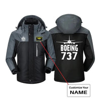 Thumbnail for Boeing 737 & Plane aviation design printed on heavyweight insulated shell thick winter jacket.