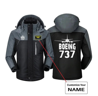Boeing 737 & Plane aviation design printed on heavyweight insulated shell thick winter jacket.