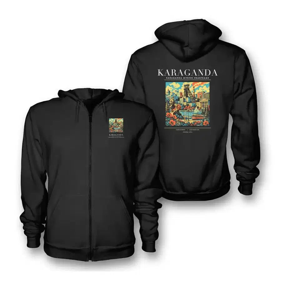 KARAGANDA - Poster - Zipped Hoodie - Black