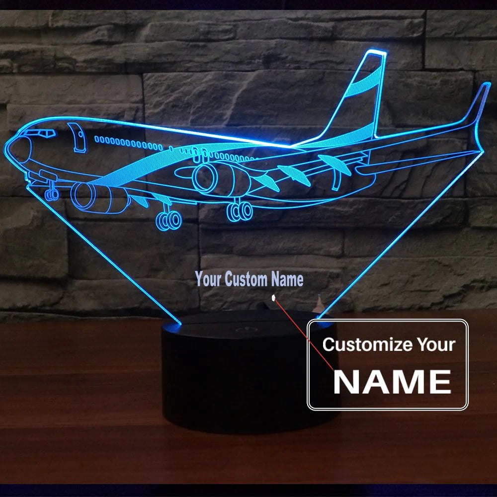 Landing Boeing 737 aviation themed 3D night lamp, premium acrylic with LED.