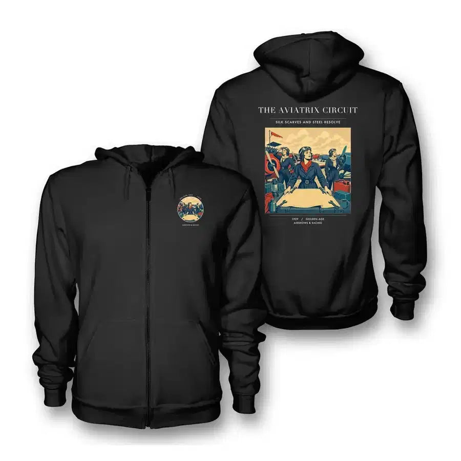 VINTAGE G4164 - The Aviatrix Circuit - Premium Zipped Hoodie design on black