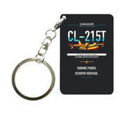 Thumbnail for Canadair CL-215T design on black designed key chain, double-side print